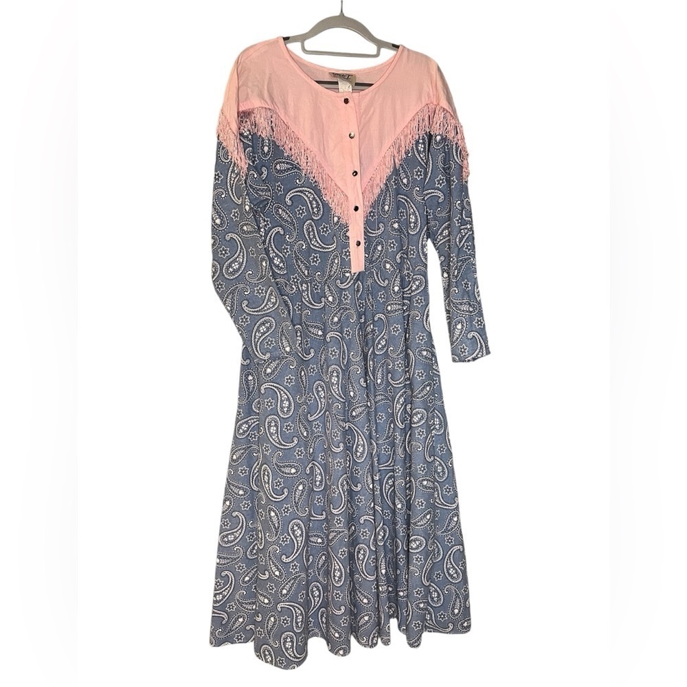 Vintage Circle‎ T by Marilyn Lenox pink & blue paisley bandana cowgirl dress